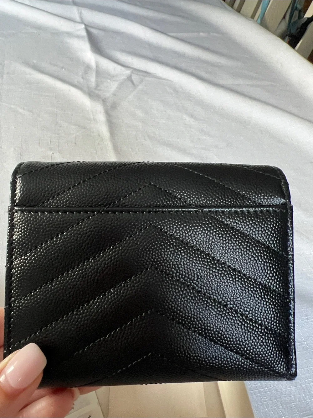 Saint Laurent Black Quilted Leather Wallet with YSL Logo